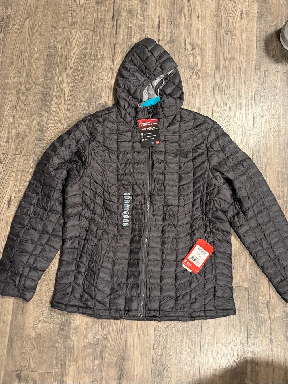 The North Face Men's Thermoball Black Quilted Hooded Puffer Jacket